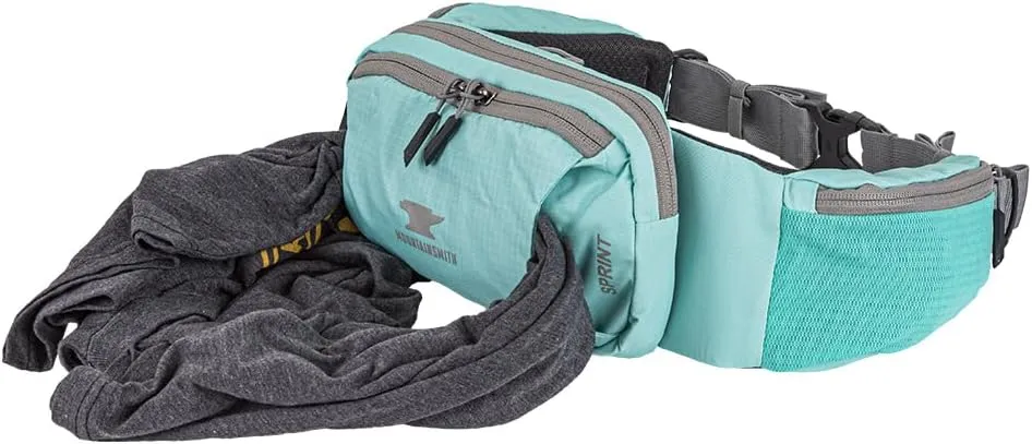 Mountainsmith Sprint Lumbar Waist Fanny Hip Pack, Running, Hiking, Travel, Dog-Walking, Outdoor Activities with 4 Zippered Pockets, Cascade Teal