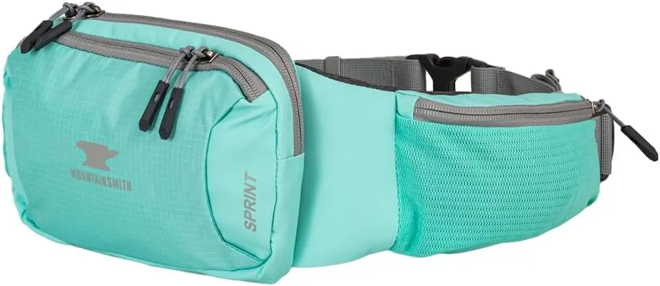 Mountainsmith Sprint Lumbar Waist Fanny Hip Pack, Running, Hiking, Travel, Dog-Walking, Outdoor Activities with 4 Zippered Pockets, Cascade Teal