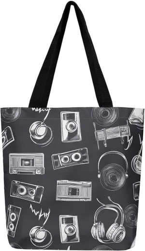 Movie Theater Decor Canvas Tote Bag,Grunge Countdown Screen Vintage Film Clapper Large Capacity Gym Bag