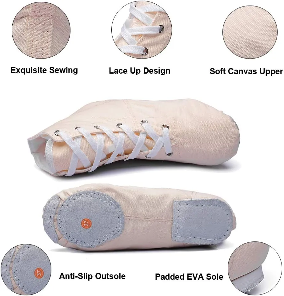 MSMAX Jazz Dance Shoes for Girls Lace-up Dancing Ballet Boots Sneakers for Boys