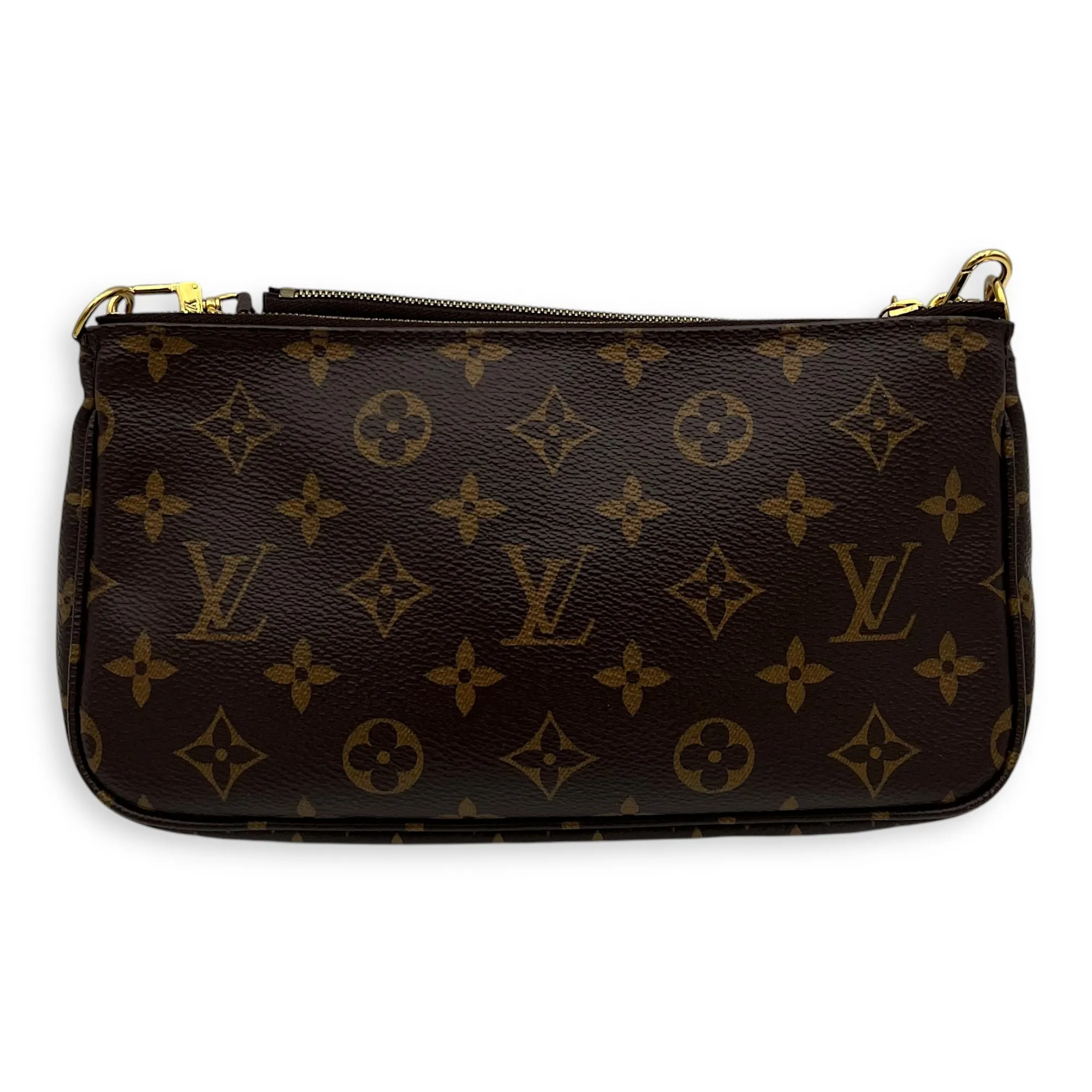 Multi-Pochette Accessoires Crossbody Bag Brown in Monogram Coated Canvas, Gold hardware
