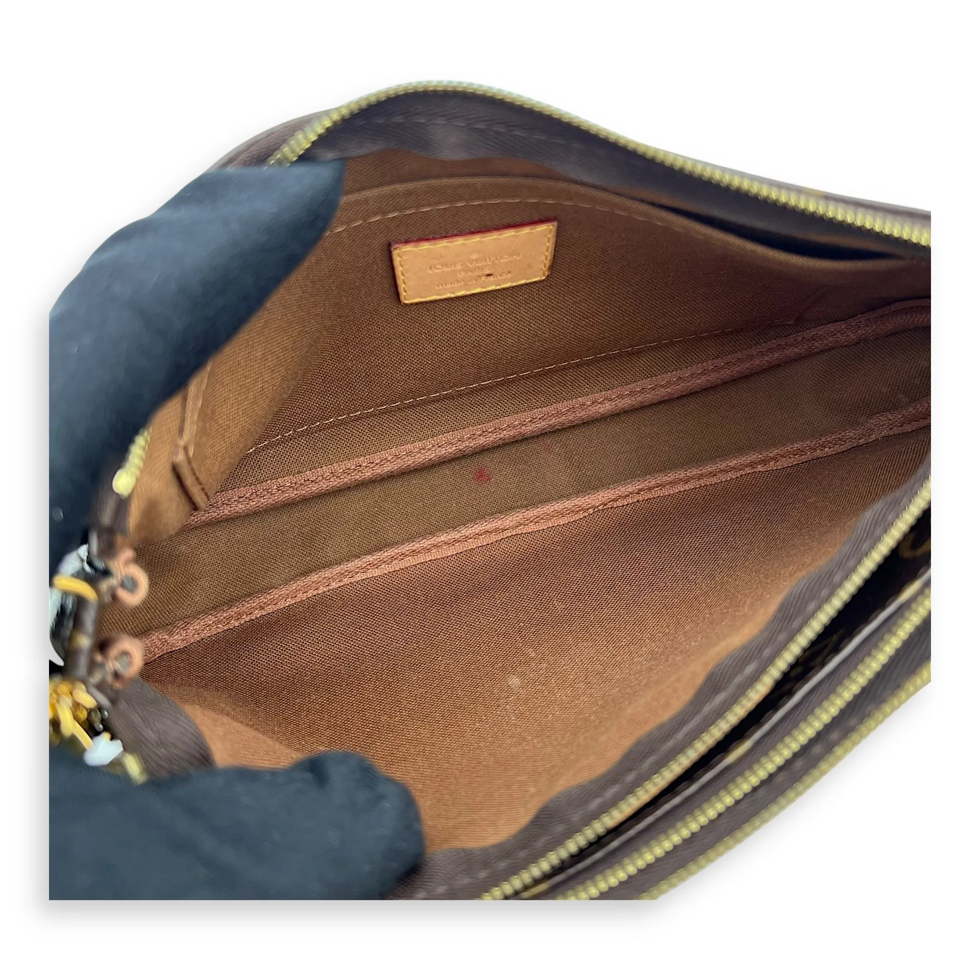 Multi-Pochette Accessoires Crossbody Bag Brown in Monogram Coated Canvas, Gold hardware