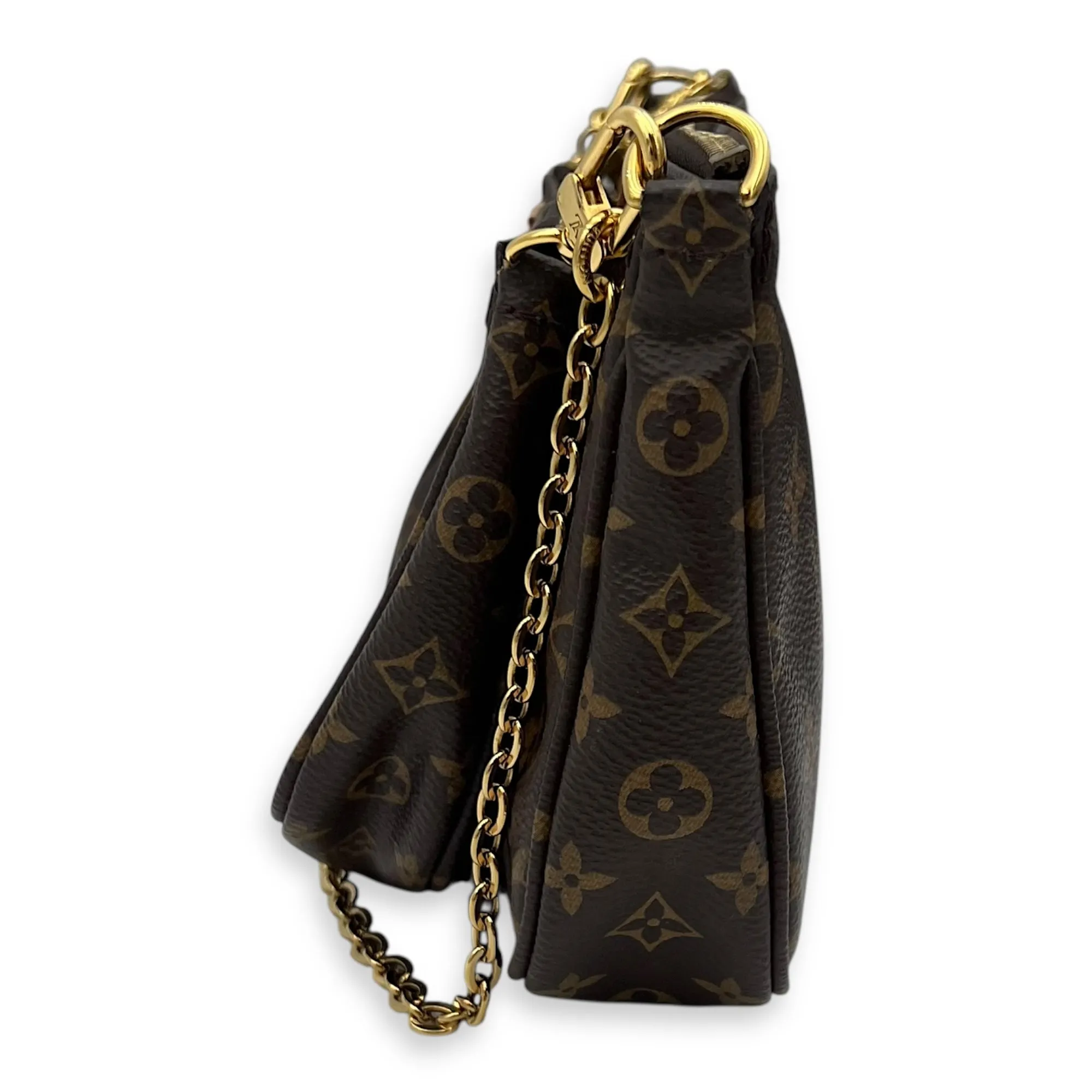 Multi-Pochette Accessoires Crossbody Bag Brown in Monogram Coated Canvas, Gold hardware