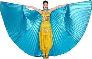 MUNAFIE Belly Dance Isis Wings with Sticks Halloween Carnival Performance Dance Costume Angel Wings(Open on The Back)