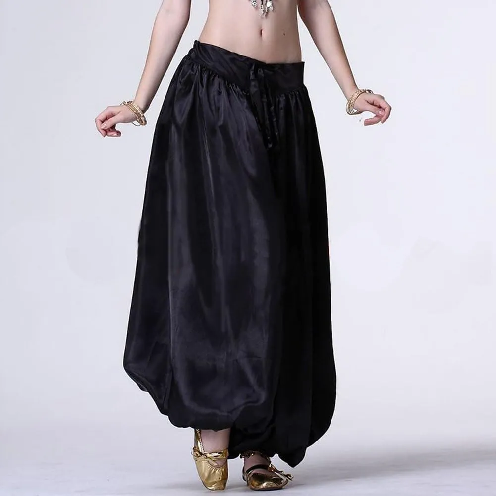 MUNAFIE Celebration of Spirit Palazzo Pant Metallic Praise Dance Pants Belly Dance Arab Carnival Satin Pants