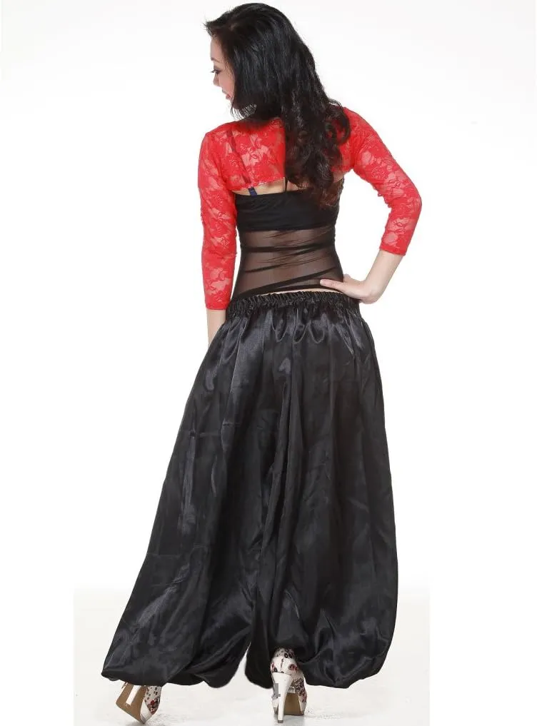 MUNAFIE Celebration of Spirit Palazzo Pant Metallic Praise Dance Pants Belly Dance Arab Carnival Satin Pants
