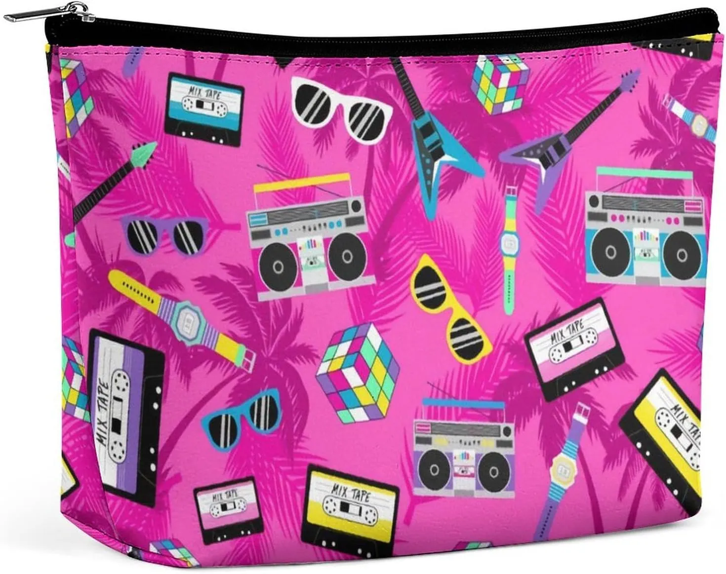 Music And Fun Pink Design Multi Functional Large Space Portable Makeup Bag