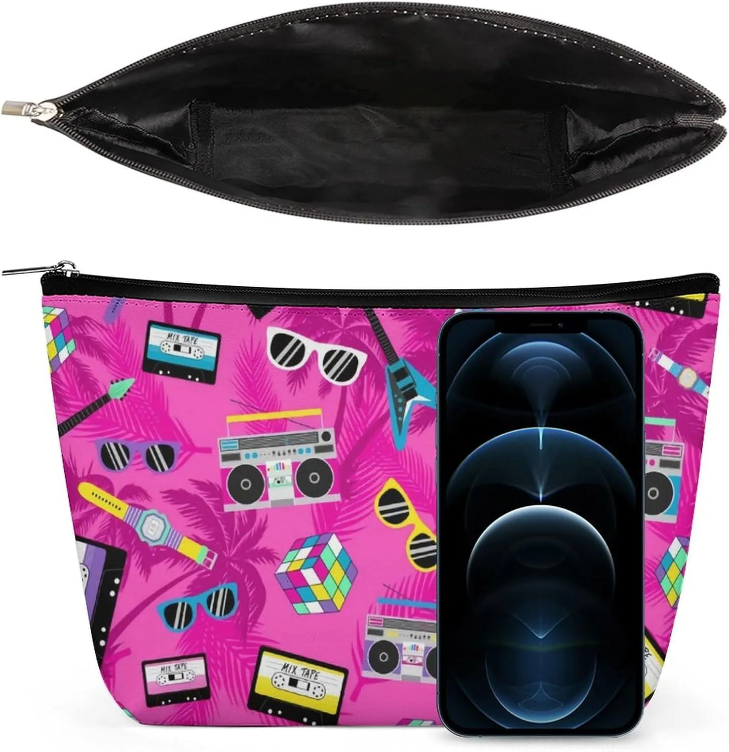 Music And Fun Pink Design Multi Functional Large Space Portable Makeup Bag