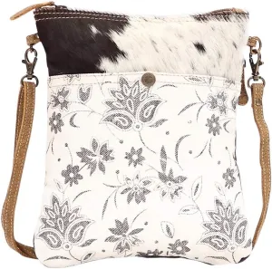 Myra Bag Anemone Upcycled Canvas & Cowhide Small Crossbody Bag S-1499