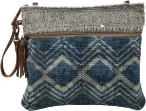 Myra Bag Floto Blue Upcycled Canvas & Cowhide Leather Crossbody Bag S-1575