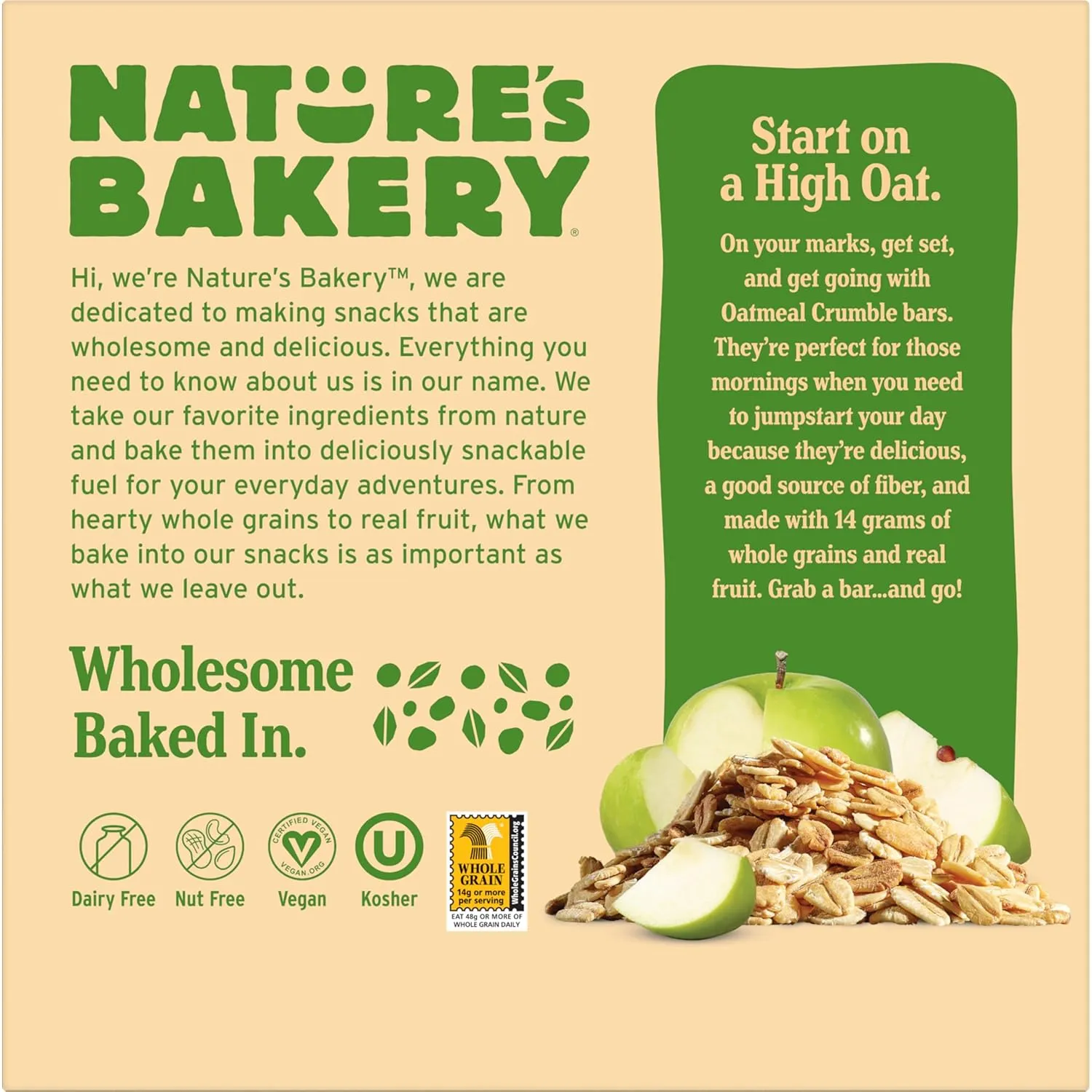 Nature's Bakery Oatmeal Crumble Bars, Apple, 6-6 Count Boxes (36 Bars), Vegan Snacks, Non-GMO