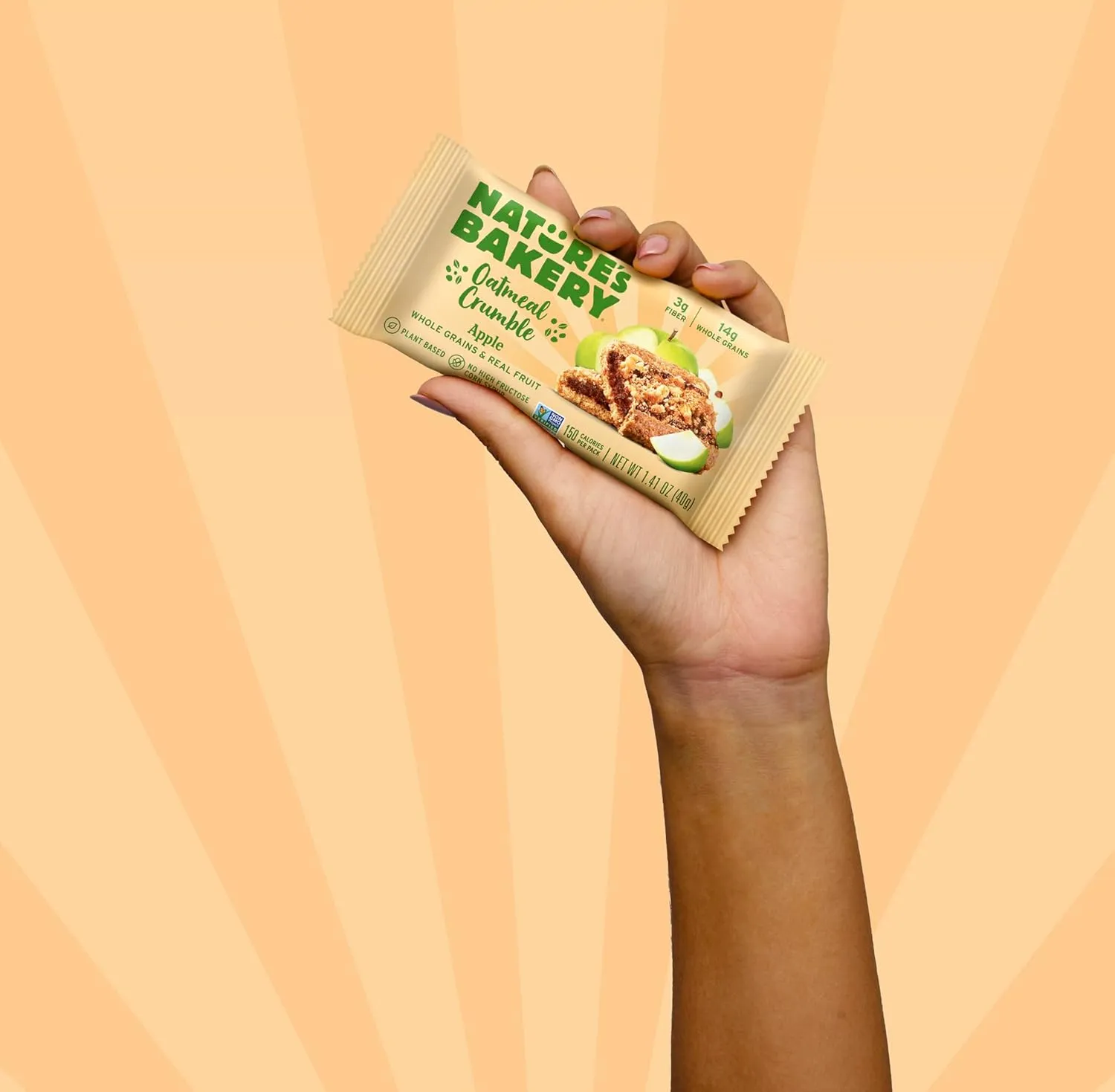 Nature's Bakery Oatmeal Crumble Bars, Apple, 6-6 Count Boxes (36 Bars), Vegan Snacks, Non-GMO