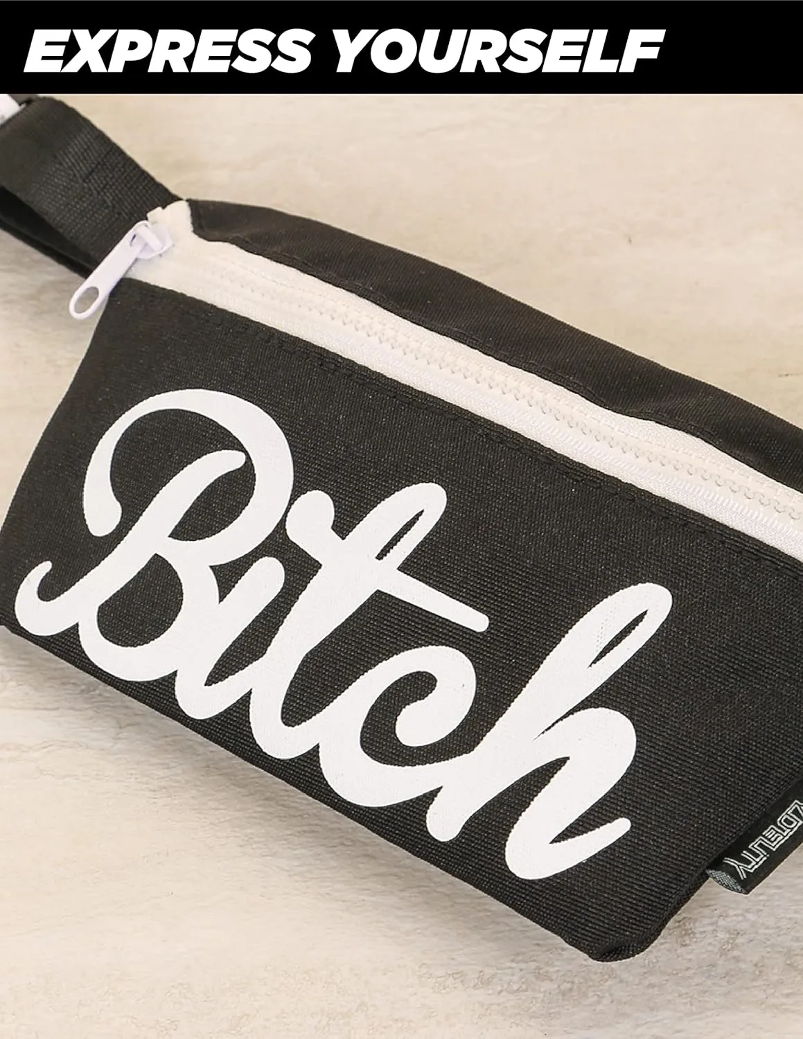 NC-17 90s Black Fanny Pack Crossbody Bags for Women Festival Bag Small Fanny Packs for Women Fashionable Concert Rave Accessories Fanny Pack for Men Womens Fashion Waist (83002)