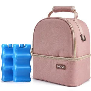 NCVI Breastmilk Cooler Bag with 2 Ice Pack, Breast Pump Bag with Cooler Fits 6 Bottles, Double Layer Breast Milk Baby Bottle Cooler Bag, for Travel, Nursing Mom Daycare, Work, Picnic (Pink)