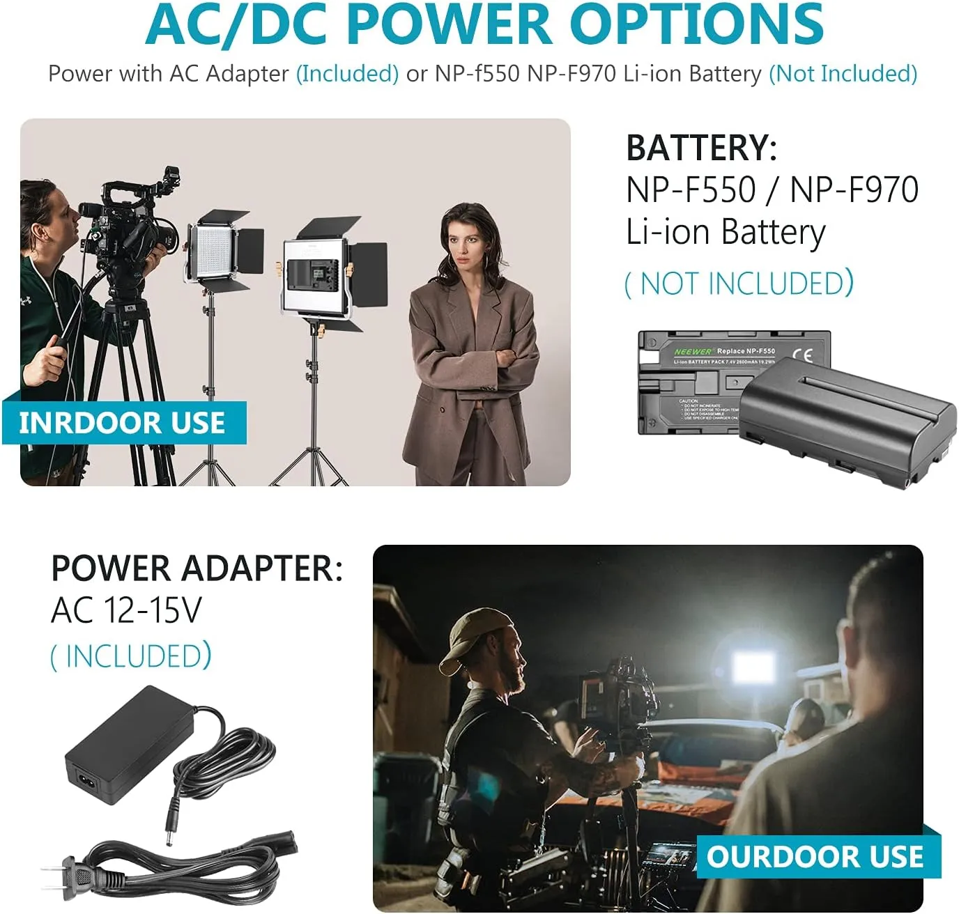 Neewer 2 Packs Advanced 2.4G 660 LED Video Light Dimmable Bi-Color Photography Lighting Kit with Bag