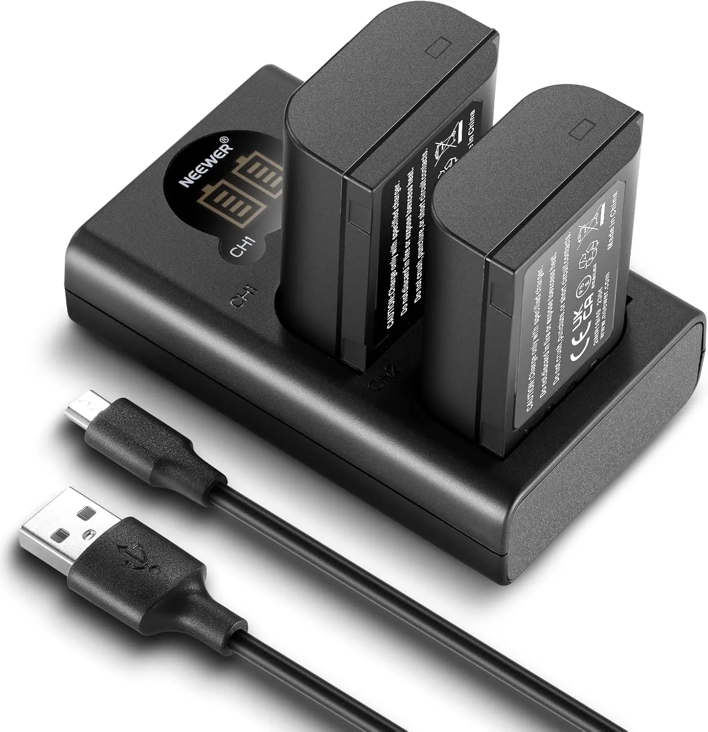 NEEWER DMW-BLK22 Replacement Battery and Charger Set, 2 Pack 2400 mAh Batteries and Type C Dual Channel USB Charger, Compatible with Panasonic Lumix DC-S5 DC-S5 II DC-S5 IIX GH5 II GH6 S5II S5M2 GH5M2