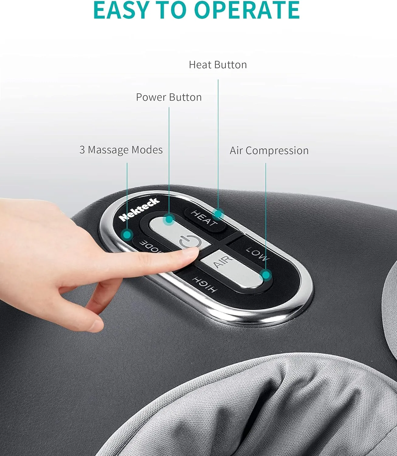 Nekteck Shiatsu Foot Massager Machine with Soothing Heat, Deep Kneading Therapy, Air Compression, Improve Blood Circulation and Foot Wellness,Relax for Home or Office Use(Gray)