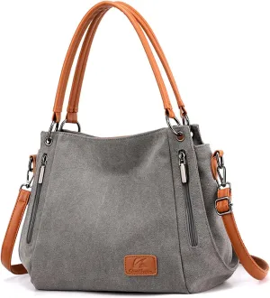 NICOLE & DORIS Handbag Shoulder Bag for Women Canvas Tote Bag with Zipper Ladies Crossbody Bag for Work,Shool,Daily