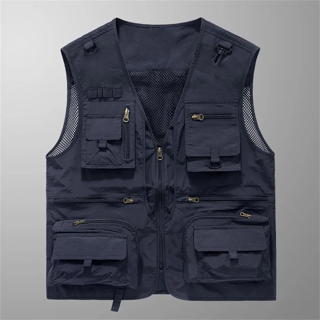 Niiyyjj Men's Fishing Photography Vest Multi-Pocket Sleeveless Jacket For Hiking Mountaineering Outdoor Sports