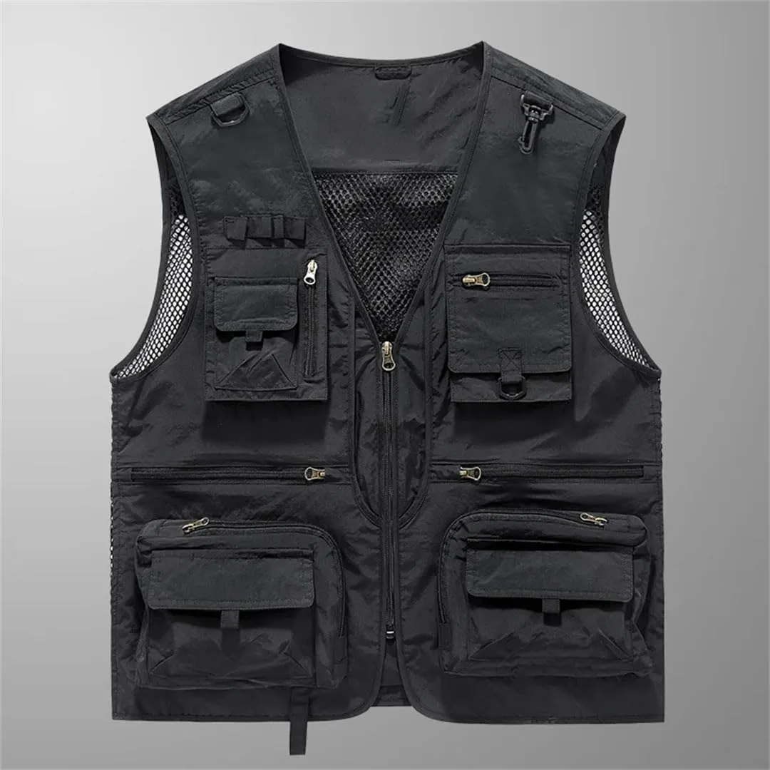 Niiyyjj Men's Fishing Photography Vest Multi-Pocket Sleeveless Jacket For Hiking Mountaineering Outdoor Sports