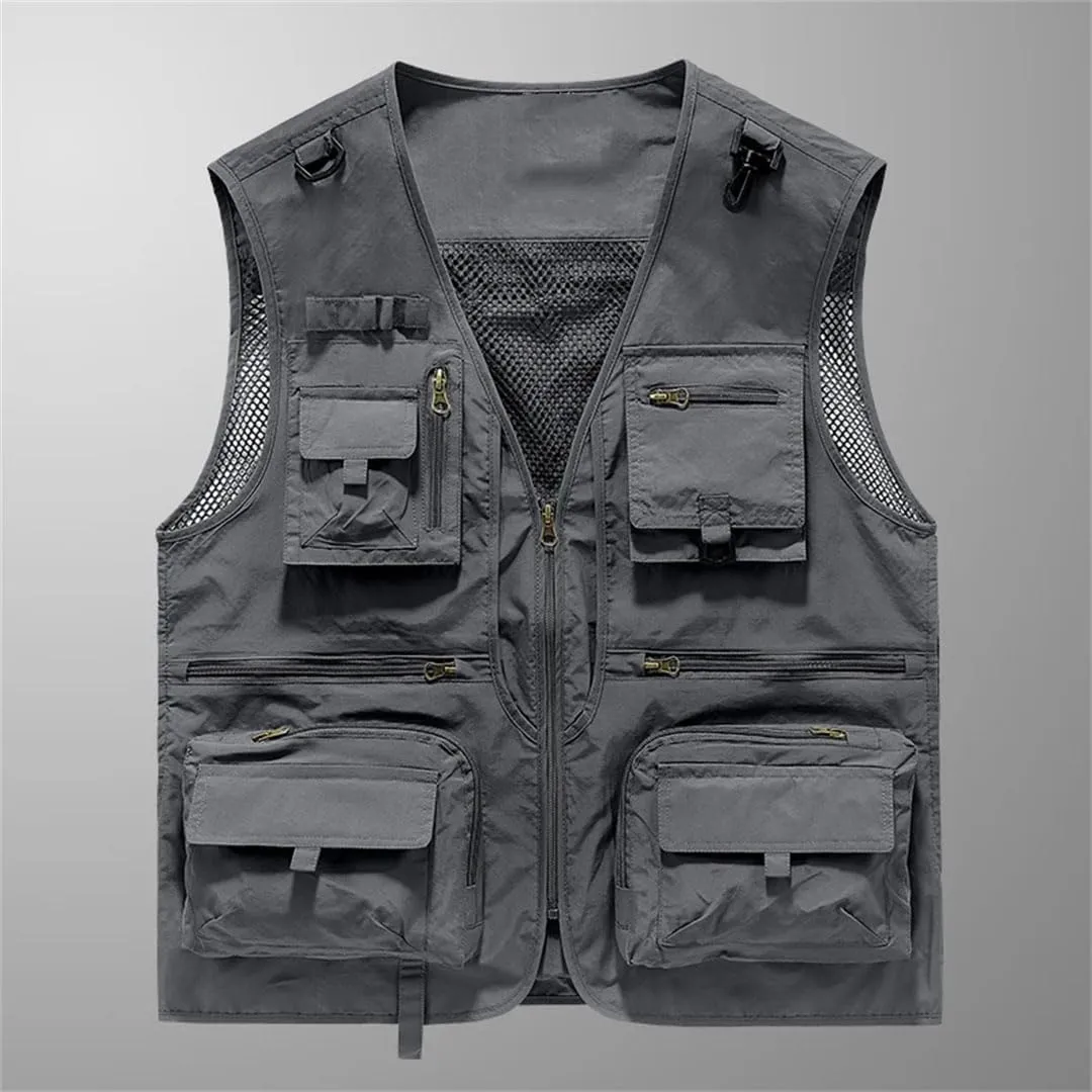 Niiyyjj Men's Fishing Photography Vest Multi-Pocket Sleeveless Jacket For Hiking Mountaineering Outdoor Sports