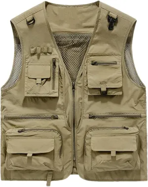 Niiyyjj Men's Fishing Photography Vest Multi-Pocket Sleeveless Jacket For Hiking Mountaineering Outdoor Sports