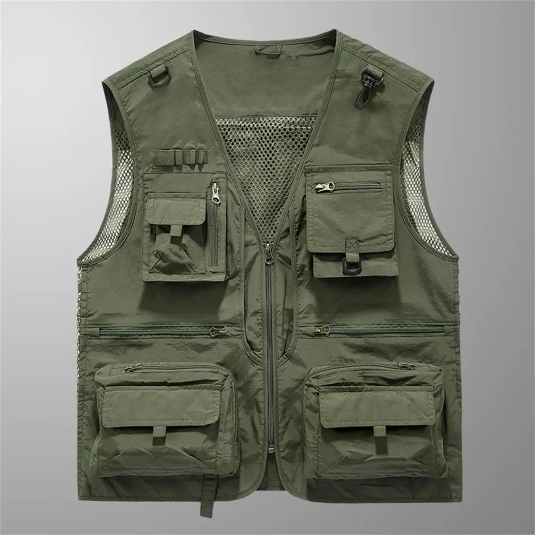 Niiyyjj Men's Fishing Photography Vest Multi-Pocket Sleeveless Jacket For Hiking Mountaineering Outdoor Sports