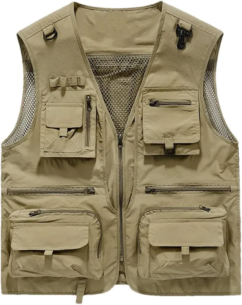 Niiyyjj Men's Fishing Photography Vest Multi-Pocket Sleeveless Jacket For Hiking Mountaineering Outdoor Sports