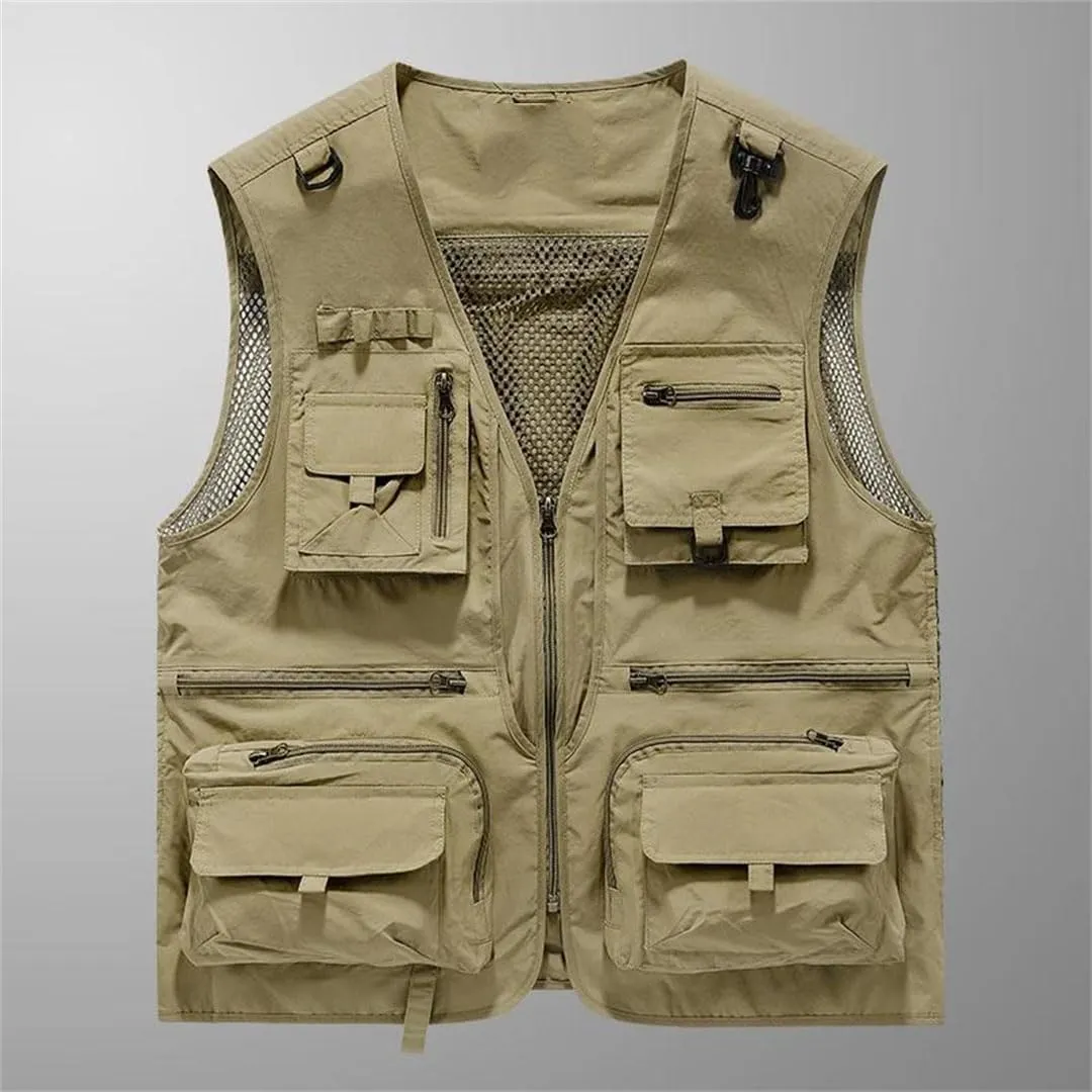 Niiyyjj Men's Fishing Photography Vest Multi-Pocket Sleeveless Jacket For Hiking Mountaineering Outdoor Sports