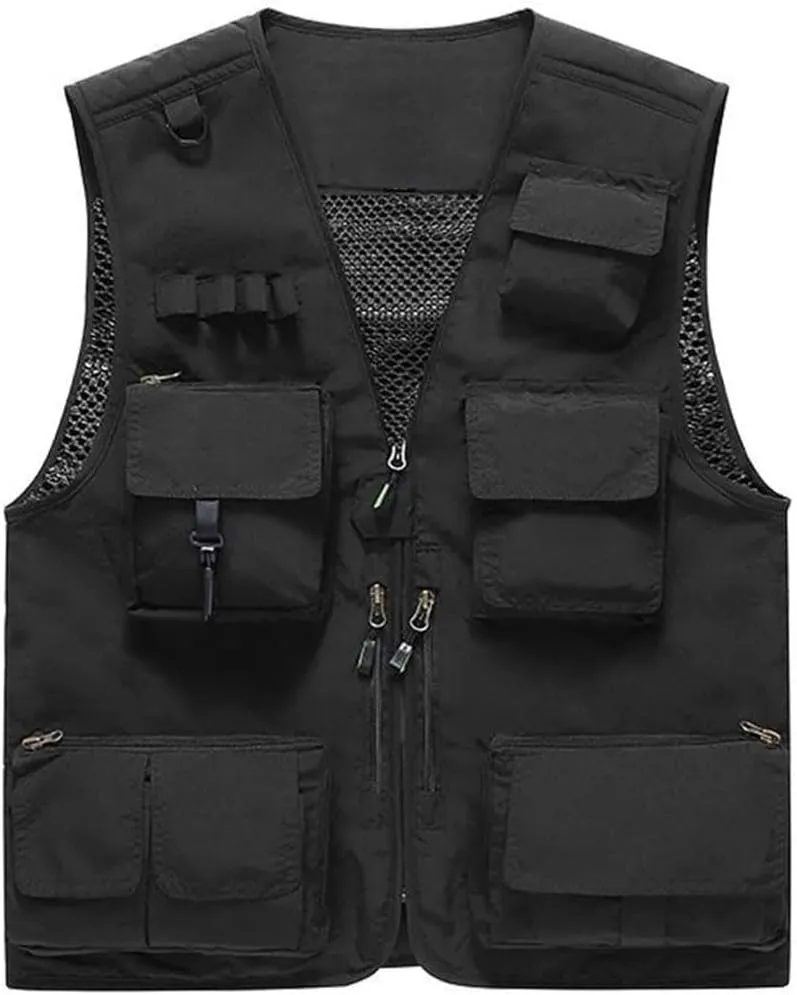 Niiyyjj Men's Outdoor Fishing Photography Vest Mesh Waistcoat With Multi-Pockets For Climbing Hiking Casual Wear