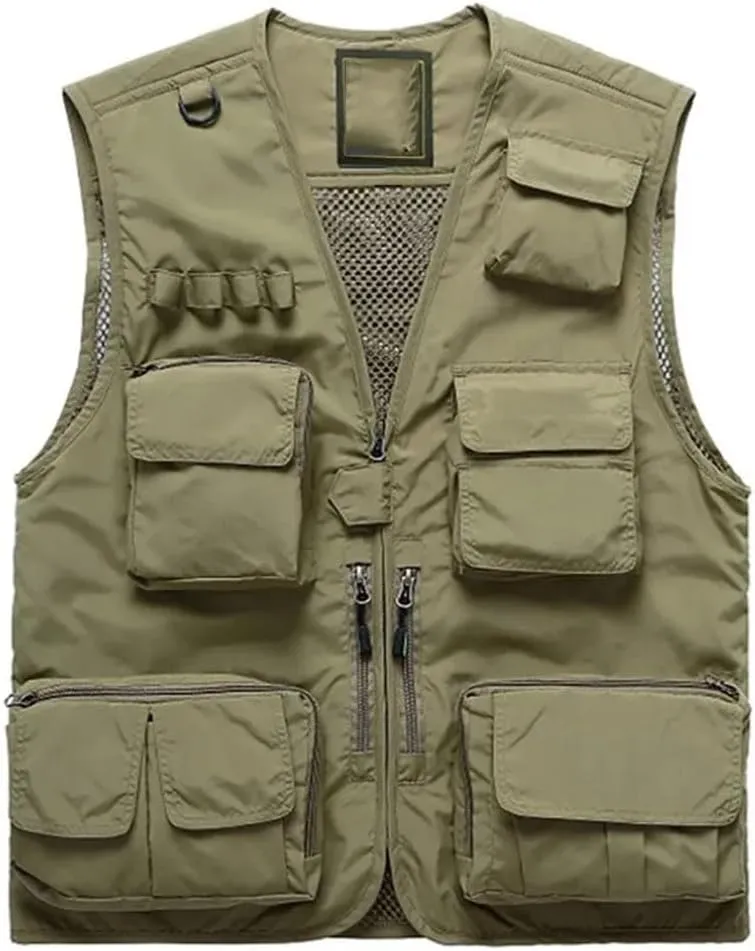 Niiyyjj Men's Outdoor Fishing Photography Vest Mesh Waistcoat With Multi-Pockets For Climbing Hiking Casual Wear