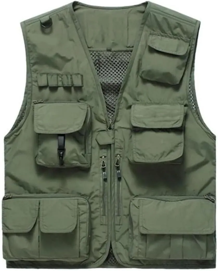 Niiyyjj Men's Outdoor Fishing Photography Vest Mesh Waistcoat With Multi-Pockets For Climbing Hiking Casual Wear