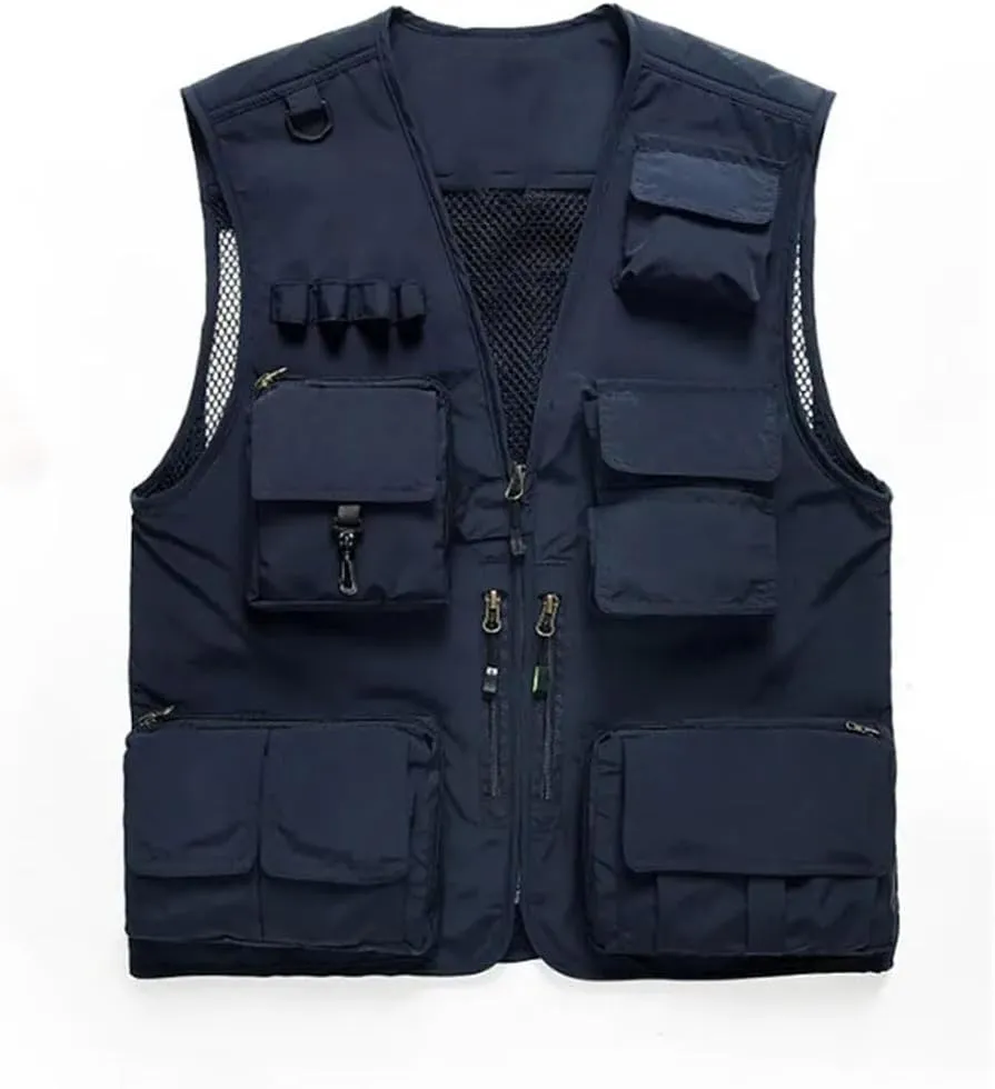 Niiyyjj Men's Outdoor Fishing Photography Vest Mesh Waistcoat With Multi-Pockets For Climbing Hiking Casual Wear