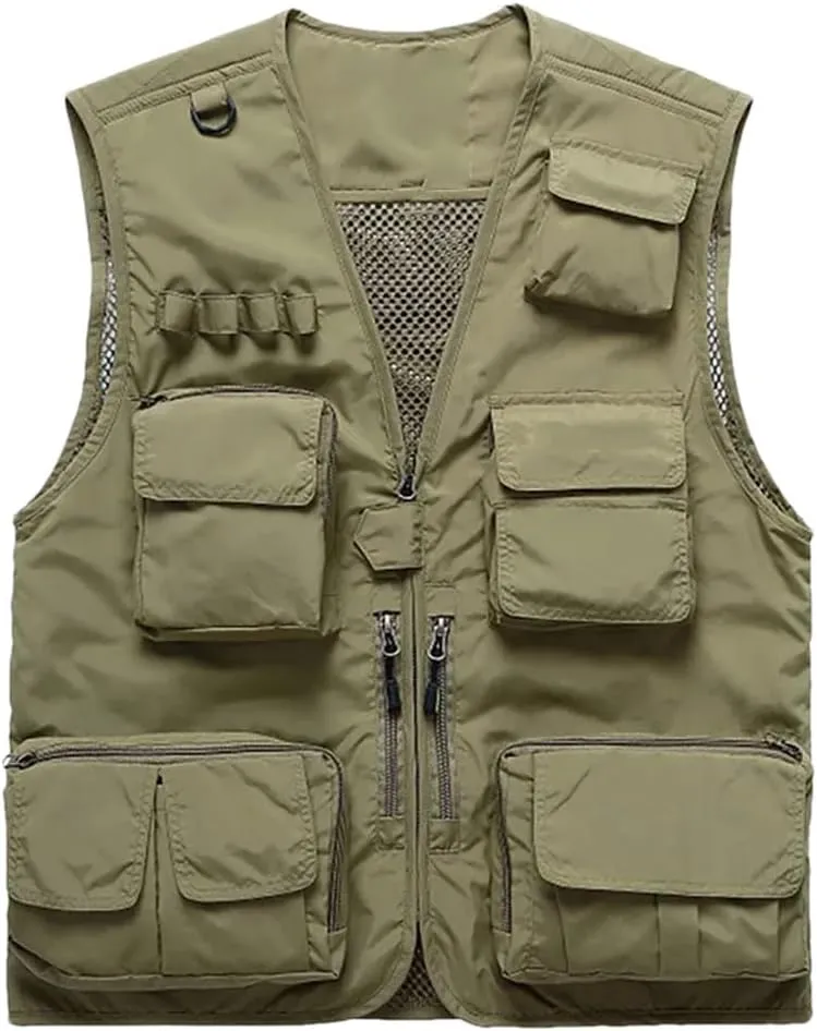 Niiyyjj Men's Outdoor Fishing Photography Vest Mesh Waistcoat With Multi-Pockets For Climbing Hiking Casual Wear