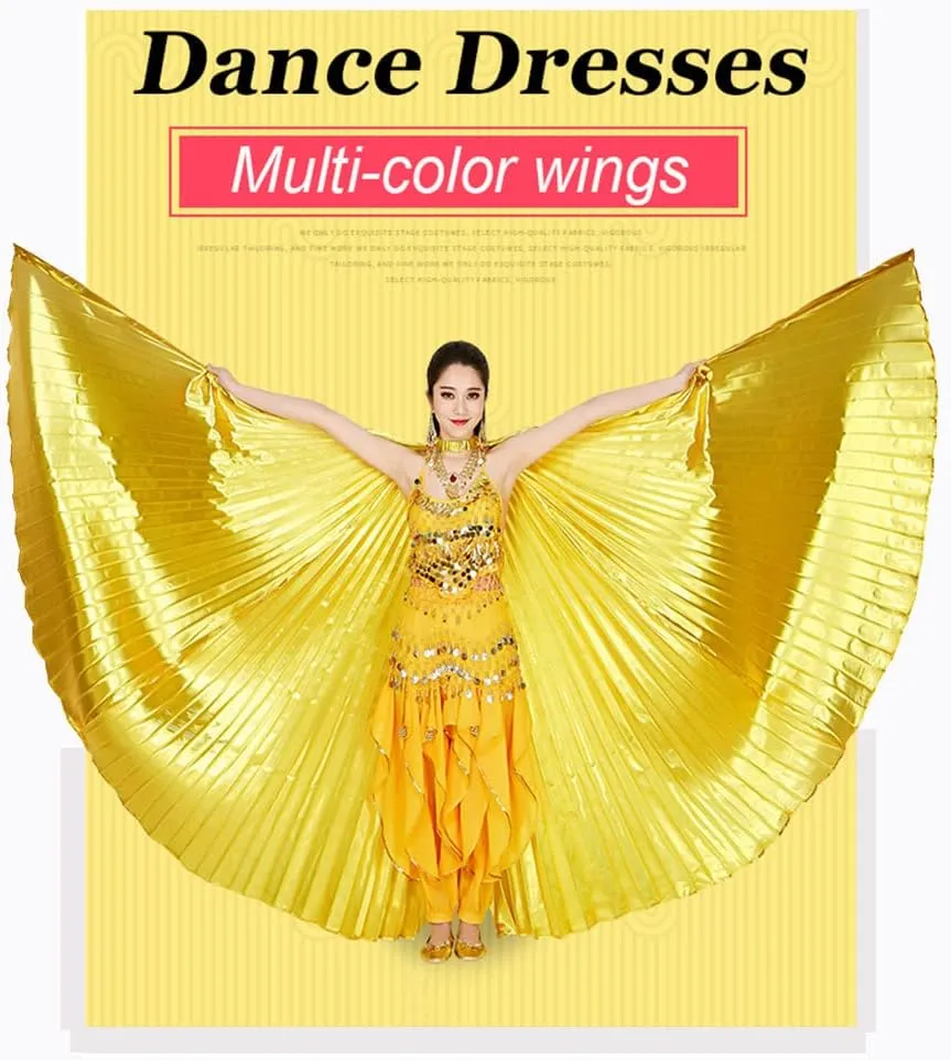 Nimiman Women Egyptian Professional Belly Dance Costume Wings with Sticks(Back Open)