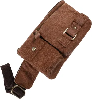 NOLITOY 1Pc Genuine Cowhide Waist Bag Multi Functional Outdoor Mobile Phone Pouch Durable Vintage Chest Bag for Key and Essentials Storage