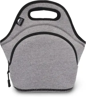 Nordic By Nature Neoprene Lunch Bag for Women & Lunch tote for Kids Insulated Lunch bag Reusable Washable Extra Thick Neoprene & Soft Cotton Feel, Premium Stitching, Outside Pocket, (M) Grey/Black
