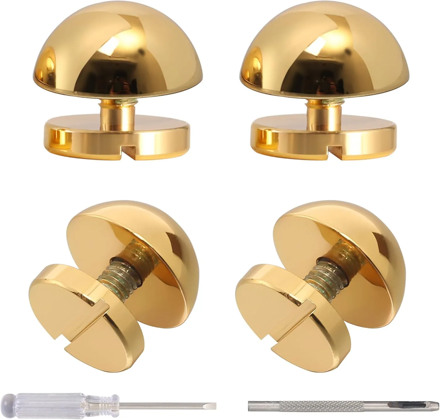 Notgia 8 Sets 12MM Purse Hardware Brass Studs for Clothing Rivets for Leather Purse Feet for Handbags Spikes and Studs for Repair and Decorate Clothing Shoes Belt Pet Collar Leather Craft (Gold)
