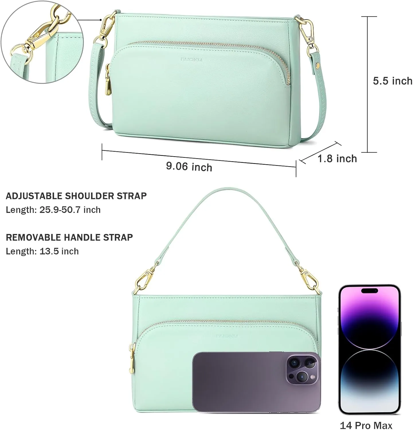 nuoku Small Cell Phone Purse Wallet Crossbody with Phone Pocket, Crossbody Bags for Women Cellphone Purse with Card Slots
