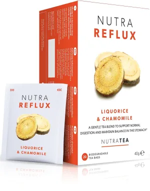 NUTRAREFLUX - Acid Reflux Tea | Heartburn Relief Tea - Providing Upset Stomach Relief and GERD relief - Includes Fennel & Licorice - 60 Enveloped Tea Bags - by Nutra Tea - Herbal Tea- (3 Pack)