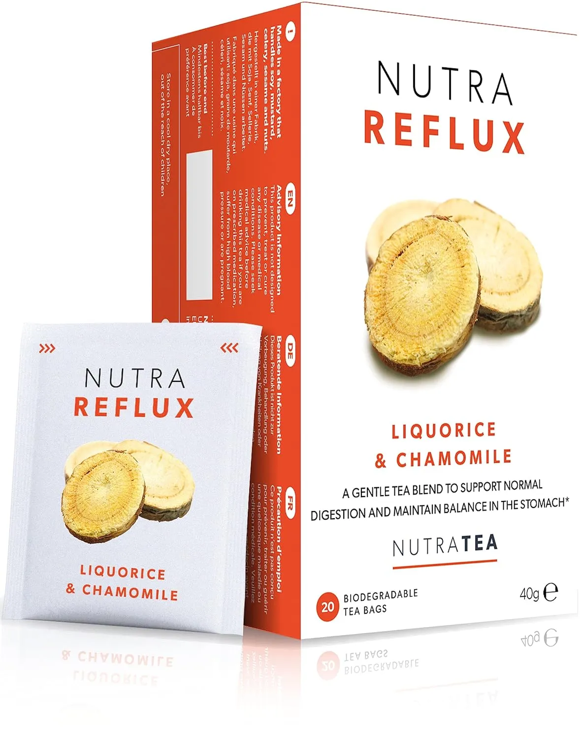 NUTRAREFLUX - Acid Reflux Tea | Heartburn Relief Tea - Providing Upset Stomach Relief and GERD relief - Includes Fennel & Licorice - 60 Enveloped Tea Bags - by Nutra Tea - Herbal Tea- (3 Pack)