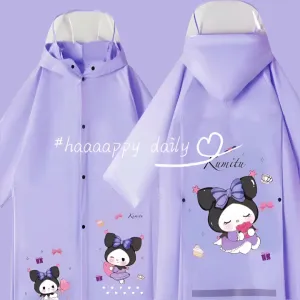 Odorless Kids Raincoat w/ Schoolbag Cover & Big Brim