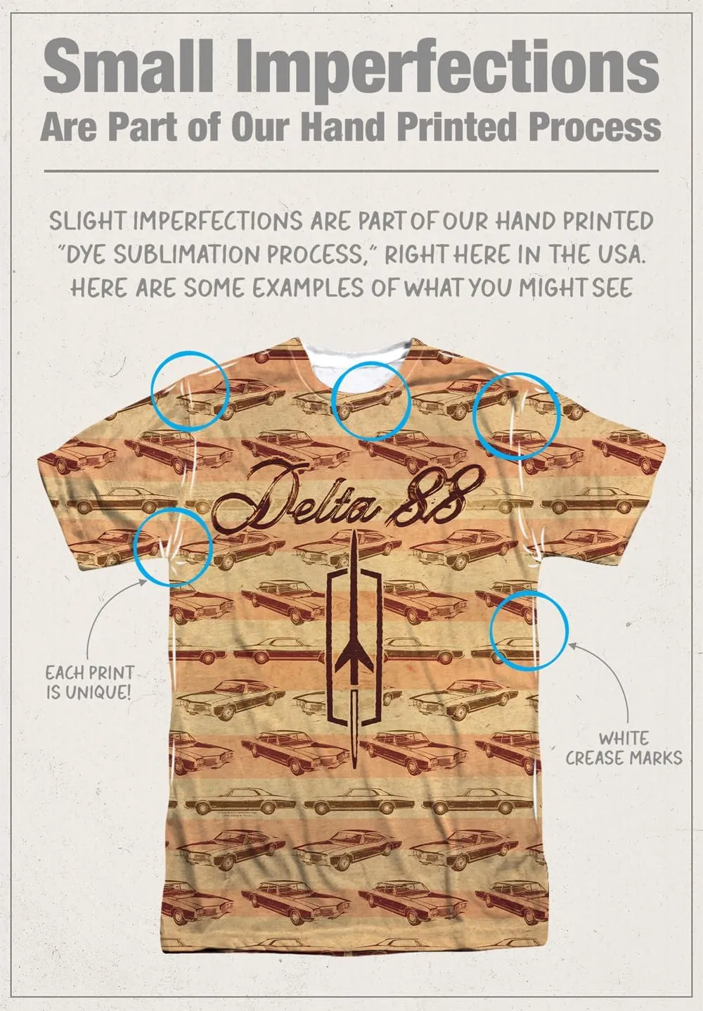 Oldsmobile Delta 88 Unisex Adult Sublimated Halloween Costume T Shirt (Front/Back)