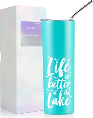 Onebttl Lake House 20oz Stainless Steel Insulated Tumbler - Teal, Life is Better at the Lake, Housewarming Gift for Women