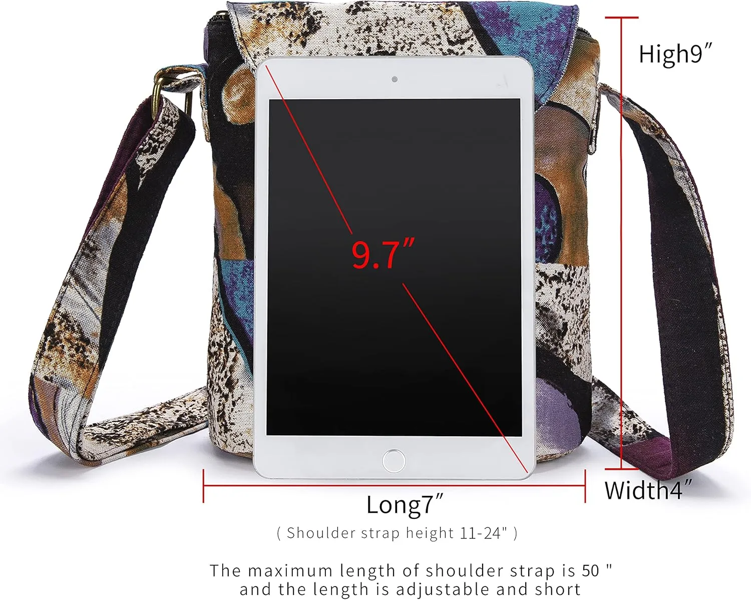 OPQRSTU Women's Retro Small Size Canvas Shoulder Bag Hippie Boho Crossbody Handbag