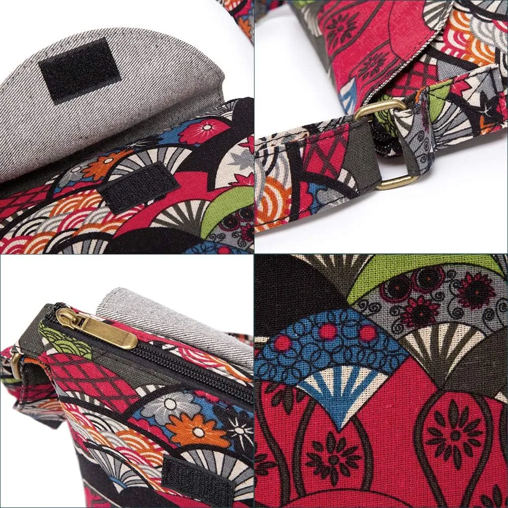 OPQRSTU Women's Retro Small Size Canvas Shoulder Bag Hippie Boho Crossbody Handbag