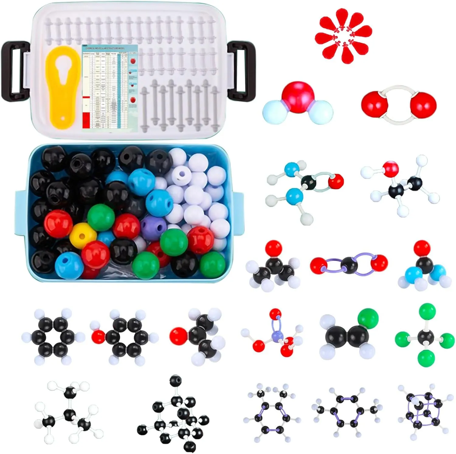 Organic Chemistry Molecular Model Kit 206pc Middle,High School Supplies, Educational Science Set Gift for Student to Learn Structure and Reactions