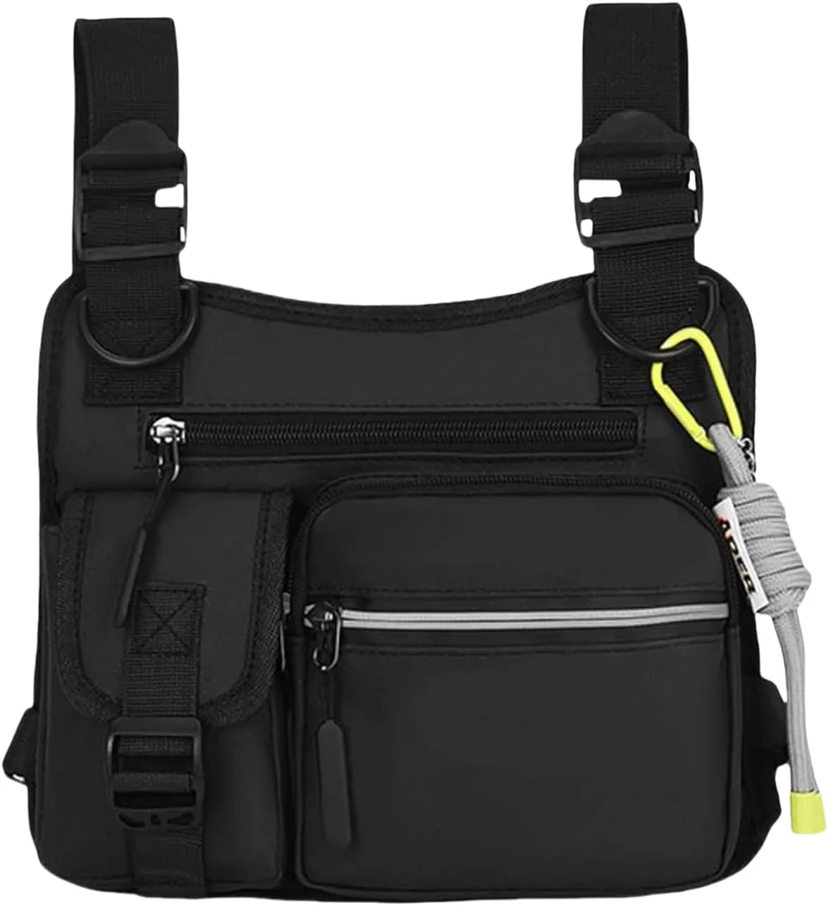 Outdoor Chest Bag for Men, Adjustable Zipper Multi-functional Tactical Chest Bag, for Outdoor Hiking, Sport (Black)