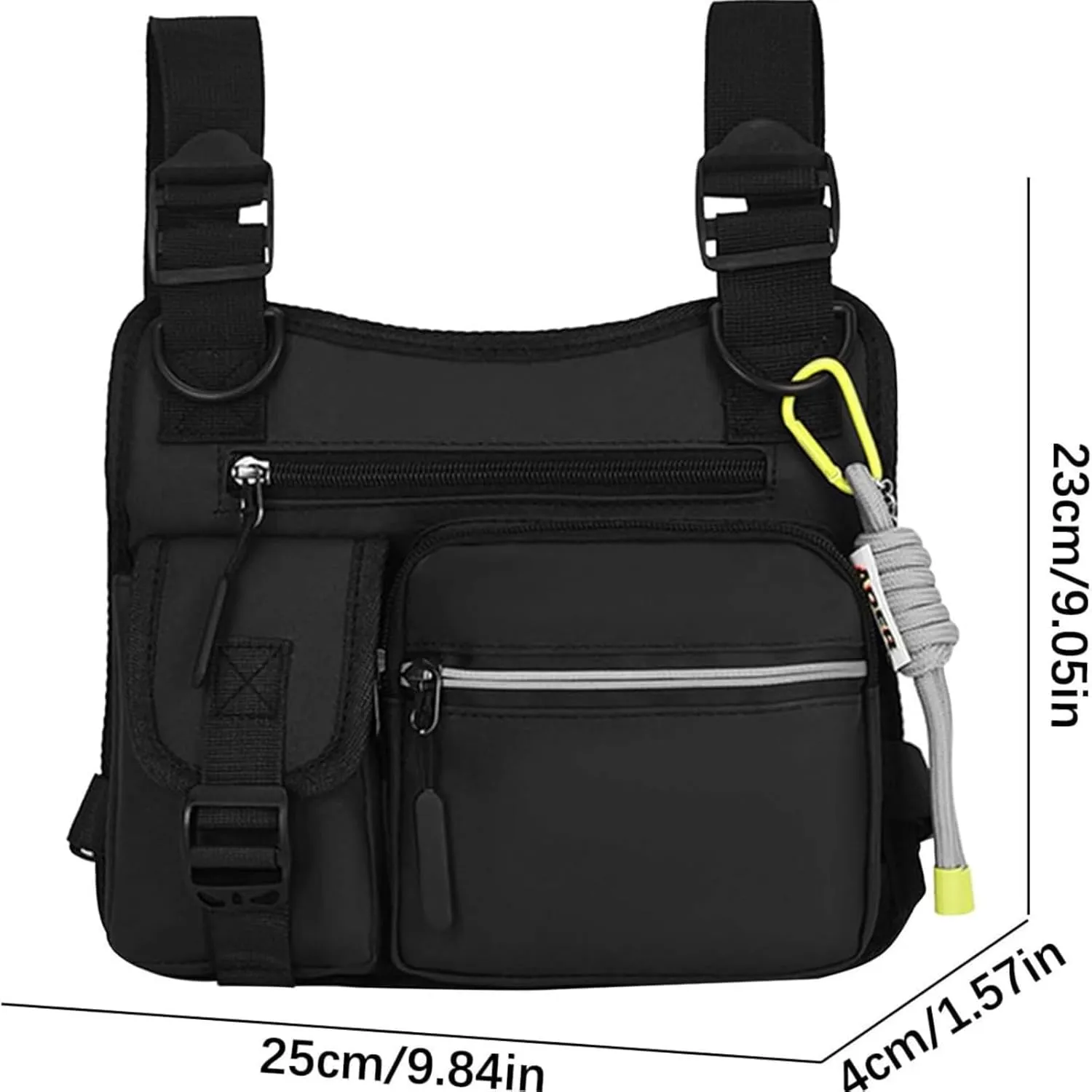Outdoor Chest Bag for Men, Adjustable Zipper Multi-functional Tactical Chest Bag, for Outdoor Hiking, Sport (Black)