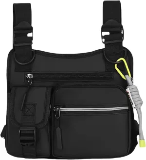 Outdoor Chest Bag for Men, Adjustable Zipper Multi-functional Tactical Chest Bag, for Outdoor Hiking, Sport (Black)